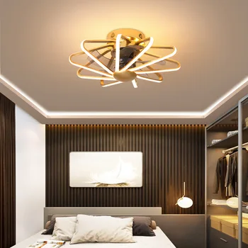Šiuolaikinės Lubų šviestuvas Ventiliatorius, Šviesa Miegamojo Kambarį Lempos Integruotas LED Gryno Vario Variklis su nuotolinio contor šviesos