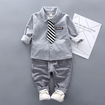 Pavasarį ir vasarą kūdikių drabužiai tiktų berniuko drabužių oficialią šalies naujagimį berniuką kostiumas, kaklaraištis, marškiniai + kelnės kombinezonas 0-4 metų amžiaus