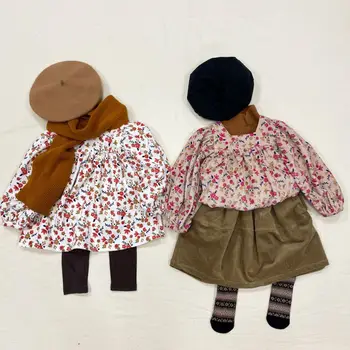 Baby Girl Marškinėliai 2020 M. Rudens-Žiemos Mados Kūdikių Mergaitės Palaidinės Mielas Ilgomis Rankovėmis Korėjos Derliaus Velvetas Viršūnes Vaikams Drabužių