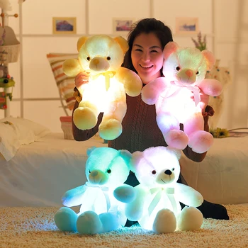 50cm Kūrybos Šviesą LED Meškiukas Iškamšos Pliušinis Žaislas Spalvinga Spindinčią Kalėdų Dovana Vaikams Kids Pagalvė