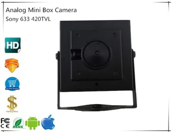 Sony 633 420TVL Analoginis Mini Box Kameros BNC CVBS Patalpų 3.7 mm Objektyvas Bendraašius Metalo su laikikliu CCTV Saugumo Priežiūra