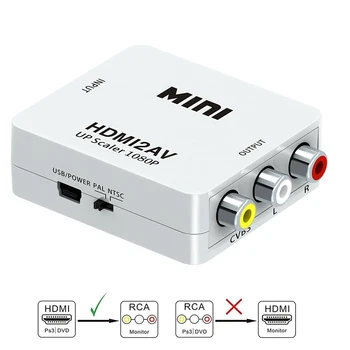 HDMI, AV-Scaler Konverteris RCA Composite CVSB Out Adapteris 1080P Mini HDMI2AV HD Vaizdo Langą Parama NTSC PAL TV PS3, PS4 DVD