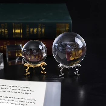 8 cm Skersmens Miniatiūriniai Saulės Sistemos Modelį Crystal Ball Lazeriu Graviruotas Planetos Stiklo Amatų Namų Puošybai Ornamentu Srityje Dovana