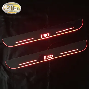 SNCN 4PCS Akrilo Juda LED Sveiki Pedalą Automobilis Nusitrinti Plokštė Pedalo Durų Slenksčio Kelias Šviesos Hyundai I30 2007 - 2017 m. 2018 m.