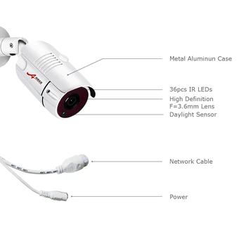 ANRAN ONVIF IP Kamera su POE 48V H. 265 5MP Apsaugos Kamera, Lauko Nightvision Stebėjimo kamerų Vaizdo Kamera P2P Saugumo Kameros