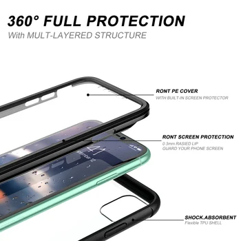 Prabanga Hard Case For iPhone 11 pro XS Max atveju su screen protector KOMPIUTERIUI TPU Silikono 360 apsaugos shpock case Cover 