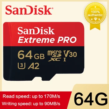 SanDisk Extreme Pro Mikro SD Kortelės Atminties Kortelė 32GB 64GB 128 GB MicroSD Max 100M/s Uitra C10 4K V30 TF kortelę cartao memoria de